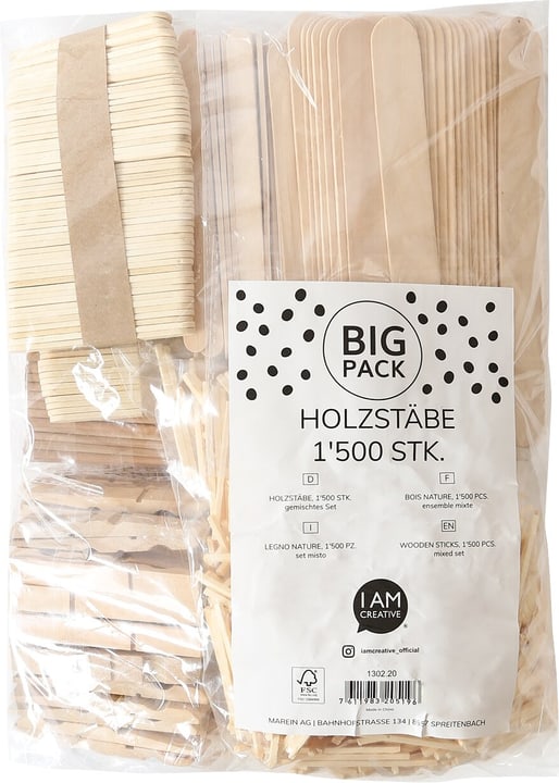 Bâtonnets en bois Big Pack, 1500 pcs. Des bâtons de bois