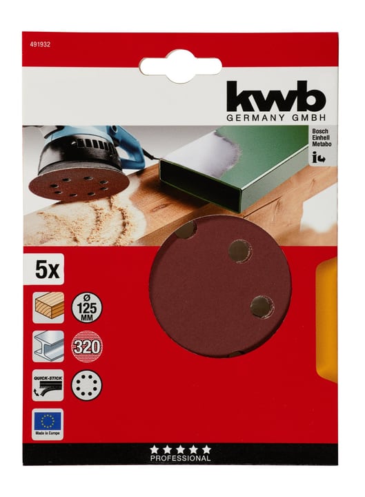 Image of kwb ø 125 mm, K320, 5 Stk. Schleifscheiben Holz & Metall bei Do it + Garden von Migros
