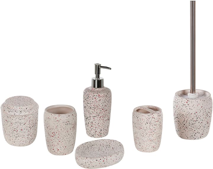 Image of Beliani Badezimmer Set 6-teilig Keramik weiss Terrazzo Optik PALMILLA