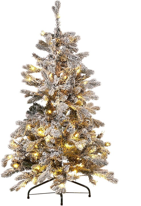 Beliani Künstlicher Weihnachtsbaum mit LED Beleuchtung schneebedeckt 