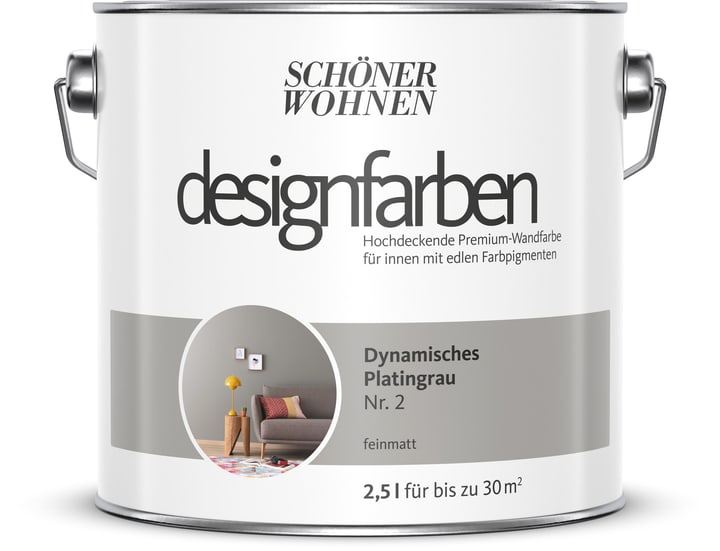 Image of Schöner Wohnen Designfarbe Platingrau 2,5 l Wandfarbe