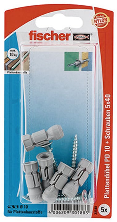 fischer Chevilles p. plaques PD 10 avec vis Chevilles p. plaques PD 10 avec vis fischer 605432400000 Photo no. 1