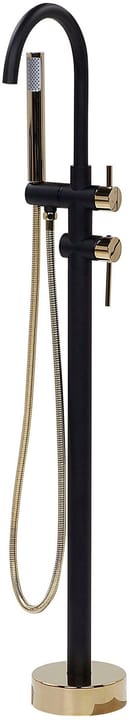 Image of Beliani Wannenarmatur freistehend matt schwarz / gold TUGELA Badewannenarmatur