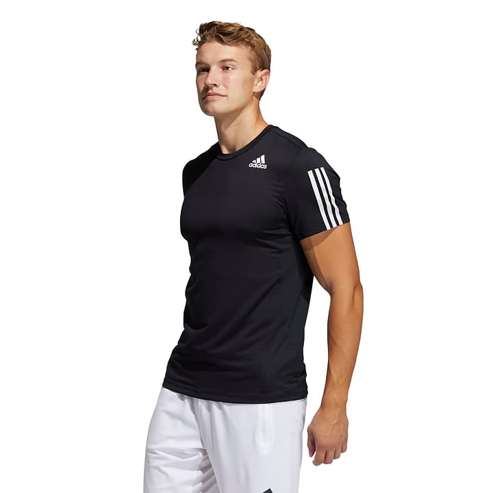 Image of Adidas M Aeroready 3 Stripes Slim T-Shirt Fitnessshirt schwarz