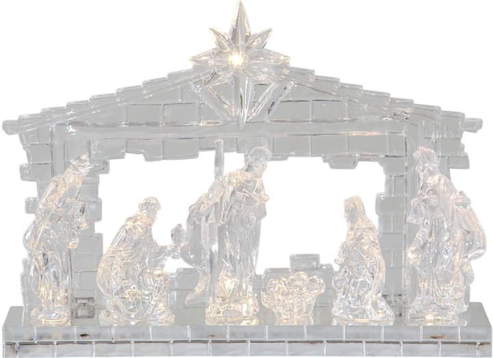 Star Trading LED Crèche Ice lxH : 30x22cm, Batt. 3xAAA m Timer 6/18h Scènes de Noël