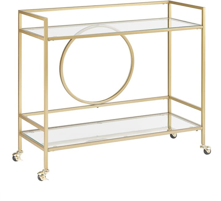Image of Beliani Servierwagen Metall / Glas gold 2 Etagen KERRY