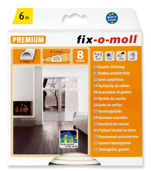 Image of Fix-O-Moll D-Profil Gummi Dichtung 9x6mm x 6m