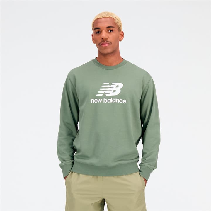 Image of New Balance Essentials Stacked Logo Crew Sweatshirt khaki