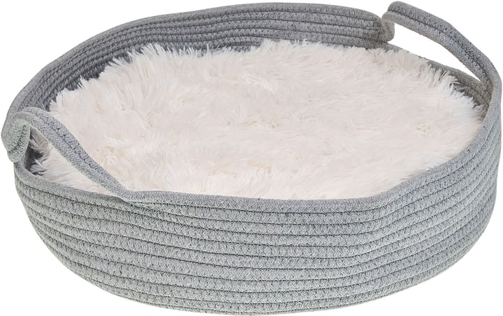 Image of Beliani Tierbett Baumwolle grau / weiss 45 cm DALAMAN