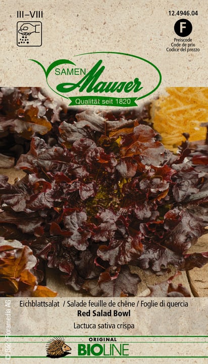 Image of Samen Mauser BIO Eichblattsalat Red Salad Bowl Gemüsesamen