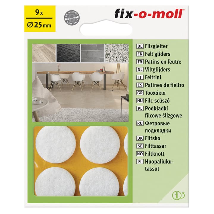 Image of Fix-O-Moll Filzgleiter 3 mm / Ø 25 9 x