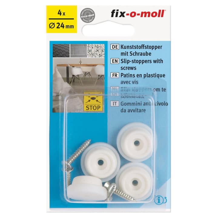 Image of Fix-O-Moll Kunststoffstopper mit Schraube 15 mm / Ø 24 4 x Kunststoffgleiter