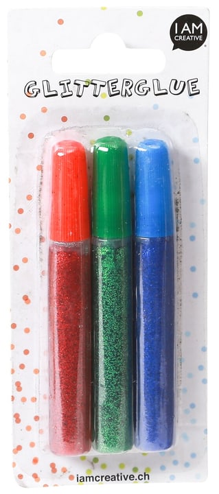 Image of I AM CREATIVE Glitterglue, rot, grün und blau, 3 x 10 ml Glitterglue