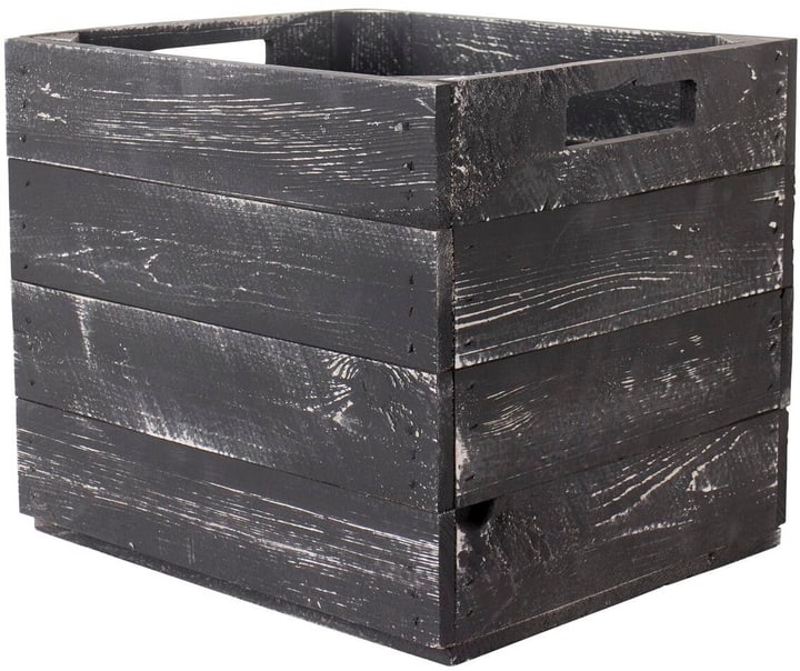 Image of HolzZollhaus Aufbewahrungskiste Vintage Shabby 33 x 38 cm, Grau/Schwarz Holzkiste