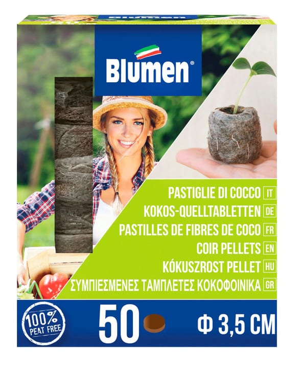 Image of Samen Mauser Quelltabletten Ø 35 mm mit Netz, 50 Stück Kokos-Quelltabletten