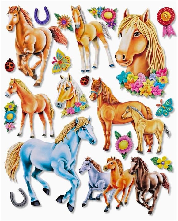 HobbyFun Autocollant 3D Chevaux 1 feuille Autocollants