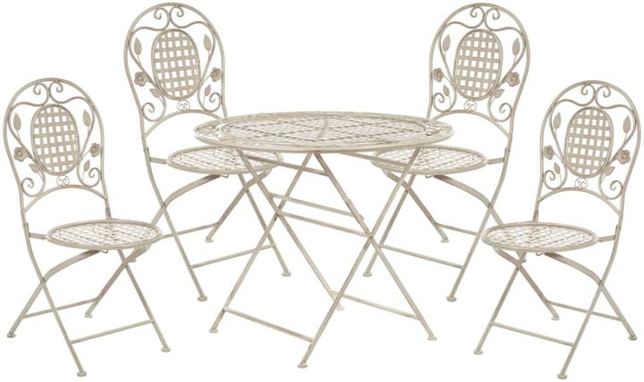 Image of Beliani Balkonset cremeweiss Metall 4 Stühle Klapptisch BIVIO Bistro Set