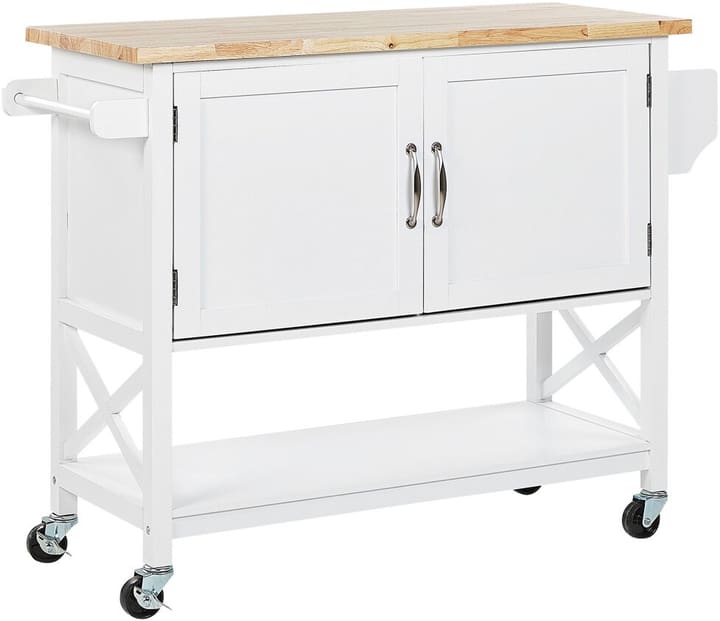 Image of Beliani Servierwagen weiss / heller Holzfarbton MELE