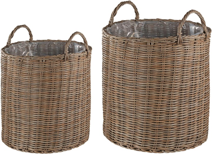 Image of Beliani Blumenkorb Rattan sandbeige 2er Set BITOLA Korb