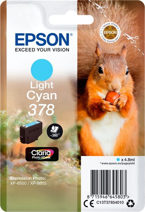 Epson Cartouche d'encre 378 cyan light Cartouche d'encre Cartouche d'encre 378 cyan light Cartouche d'encre Epson 798550100000 Photo no. 1