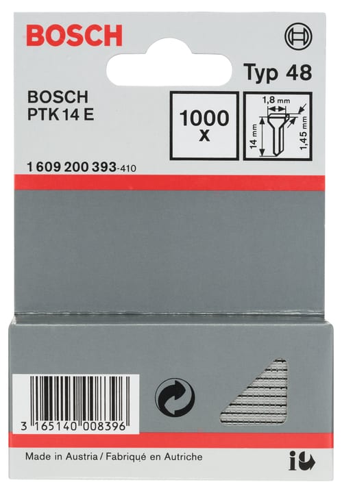 Bosch Clous pour agrafeuses PTK 14E Clous pour agrafeuses PTK 14E Bosch 617102300000 Photo no. 1