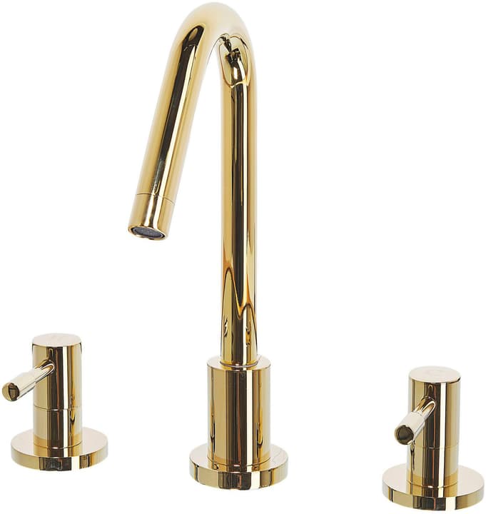 Image of Beliani Wasserhahn 3- Loch Waschtischarmatur Messing gold KALAMBO Badewannenarmatur