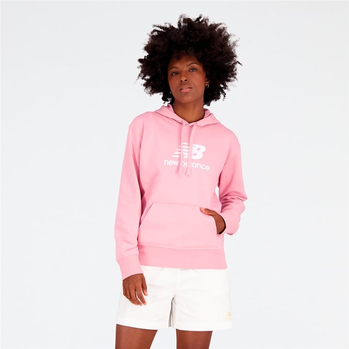 Image of New Balance W Essentials Stacked Logo Hoodie Hoodie rosa