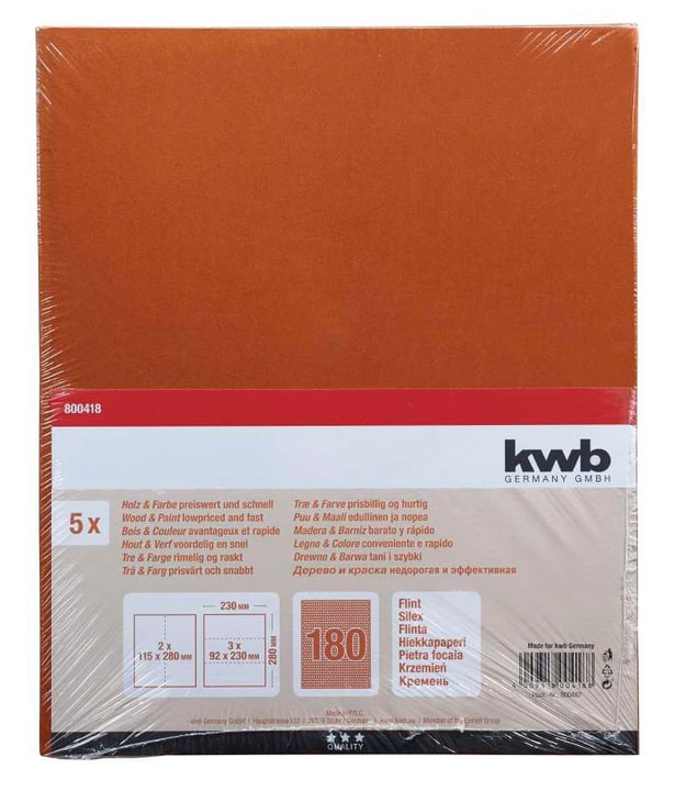 Image of kwb Schleifbogen Flint K 180, 5 Stk. Schleifpapier