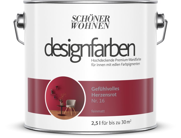 Image of Schöner Wohnen Designfarbe Herzensrot 2,5 l Wandfarbe bei Do it + Garden von Migros
