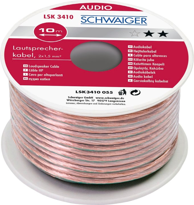 Image of Schwaiger Lautsprecherkabel 2x1.50mm2 10 m bei Do it + Garden von Migros