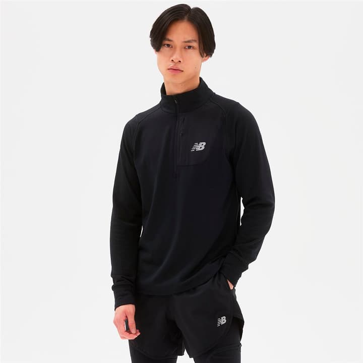 Image of New Balance NB Heat Grid Half Zip Langarmshirt schwarz