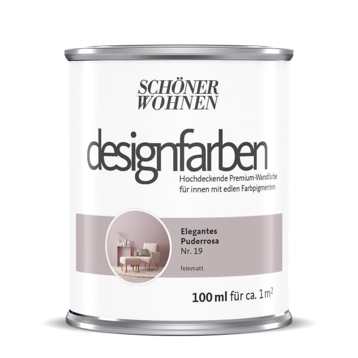 Image of Schöner Wohnen Designfarbe Puderrosa 100 ml Wandfarbe
