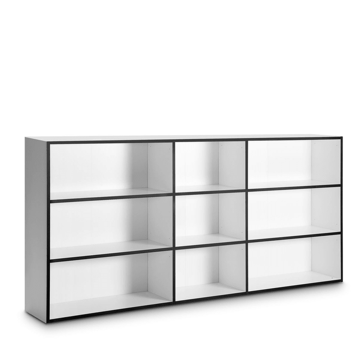 ANGELO basso bianco con bordi neri Scaffale ANGELO basso bianco con bordi neri Scaffale 360980200000 Dimensioni L: 36.0 cm x P: 246.0 cm x A: 118.0 cm Colore Nero a righe N. figura 1
