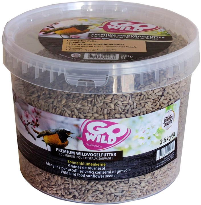 GoWIld Nourriture pour oiseaux sauvages graines de tournesol, 2.5 kg Graines pour les oiseaux