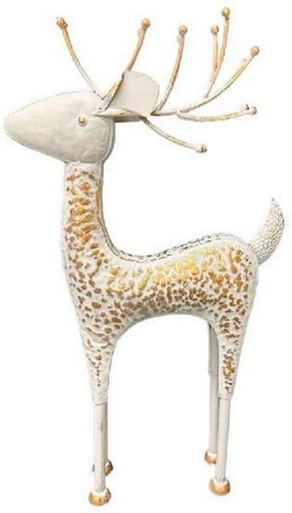 Dameco Présentoir cerf, blanc-or métal, 11x38x73 cm Figurine de décoration