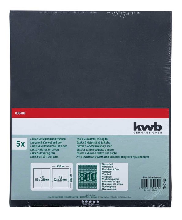 Image of kwb Schleifbogen Wasserfest K 800, 5 Stk. Schleifpapier bei Do it + Garden von Migros