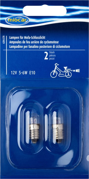 Miocar Lampadina 5-6W E10, Fanalino di coda per ciclomotore Lampada motore Lampadina 5-6W E10, Fanalino di coda per ciclomotore Lampada motore Miocar 620457800000 N. figura 1
