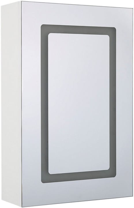 Image of Beliani Bad Spiegelschrank weiss / silber mit LED-Beleuchtung 40 x 60 cm CONDOR Schrank