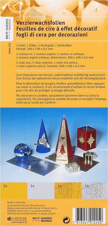Exagon Feuilles De Cire Or/Argent 5 Pieces Feuilles De Cire Or/Argent 5 Pieces Exagon 664401600000 Photo no. 1