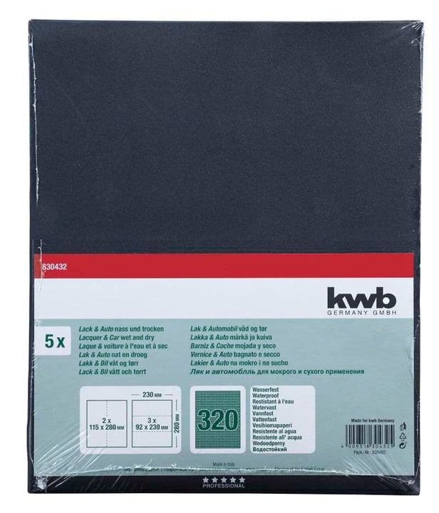 Image of kwb Schleifbogen Wasserfest K 320, 5 Stk. Schleifpapier