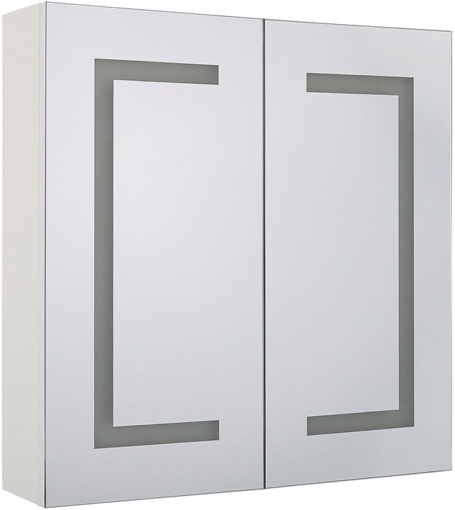 Image of Beliani Bad Spiegelschrank weiss / silber mit LED-Beleuchtung 60 x cm MAZARREDO Schrank