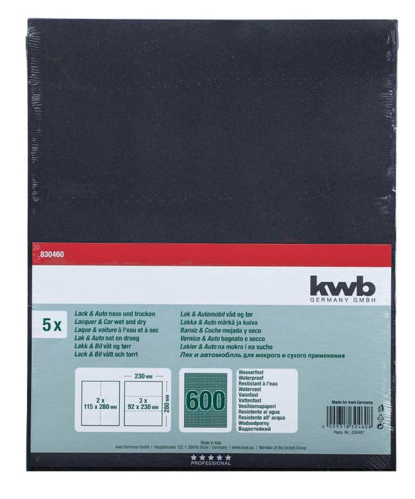 Image of kwb Schleifbogen Wasserfest K 600, 5 Stk. Schleifpapier