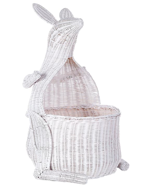 Image of Beliani Aufbewahrungskorb Rattan weiss Känguruform 74 cm KAPITI Accessoires