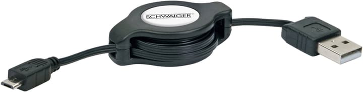 Image of Schwaiger Kabel USB 2.0 rollbar 1.2m schwarz, TypA / Micro-USB 1,2 m USB-Kabel bei Do it + Garden von Migros