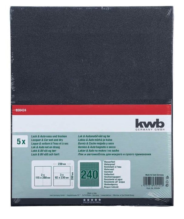Image of kwb Schleifbogen Wasserfest K 240, 5 Stk. Schleifpapier