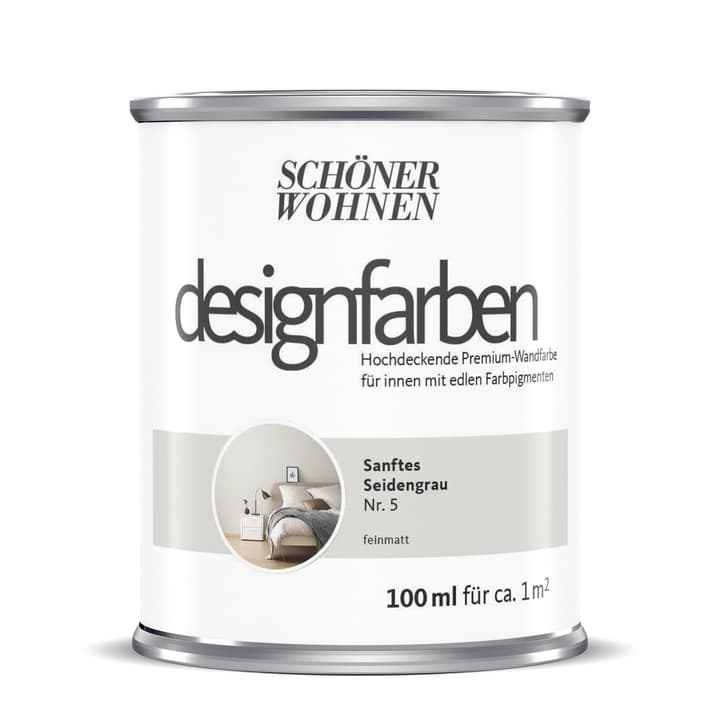 Image of Schöner Wohnen Designfarbe Seidengrau 100 ml Wandfarbe