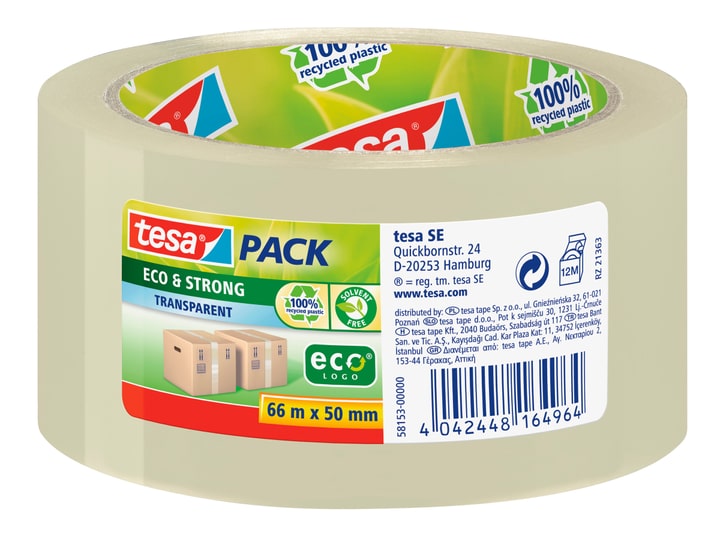 Image of Tesa tesapack® eco & strong 66m:50mm transparent Klebebänder