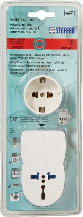 Steffen World Socket adattatore con USB