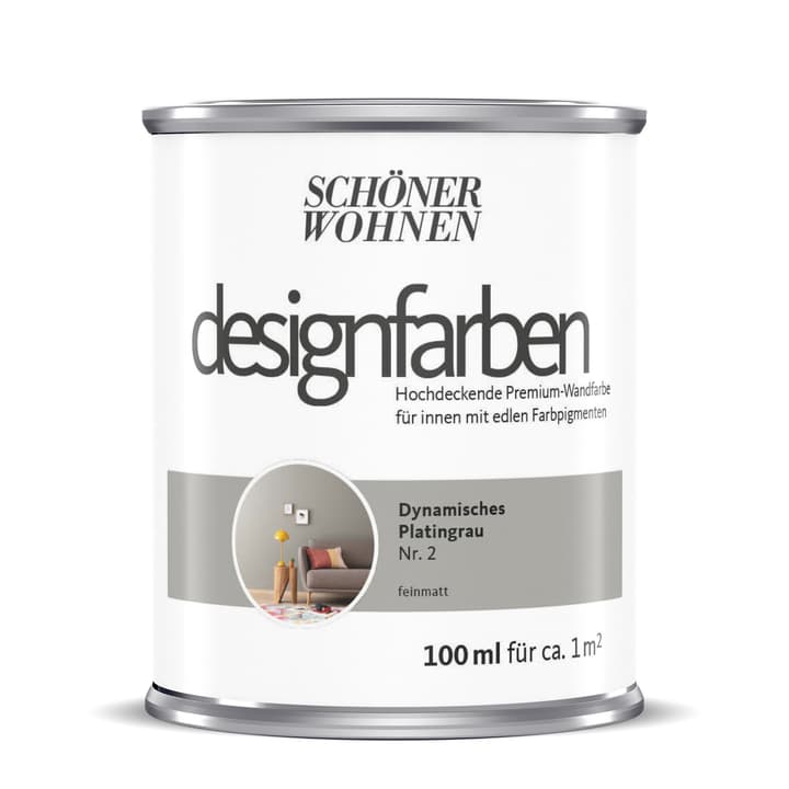 Image of Schöner Wohnen Designfarbe Platingrau 100 ml Wandfarbe