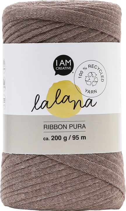 Image of Ribbon Pura coffee, Lalana Bandgarn zum Häkeln, Stricken, Knüpfen & Makramee Projekte, Braun, ca. 8 x 1 mm 95 m, 200 g, Strang Wolle